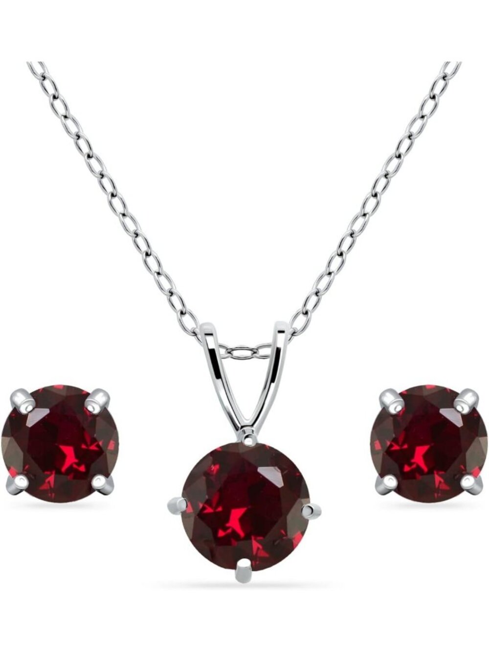 Stunning Birthstone Jewelry Set for Women - Necklace & Stud Earrings, Sterling